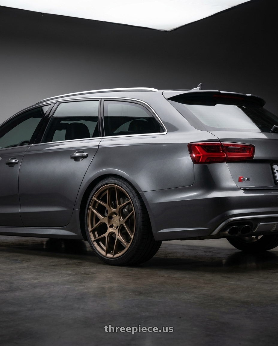 2016 Audi S6 C7 with Aodhan AFF2 5x112 20x9+30 Matte Bronze wheels rear three quarter view square tires