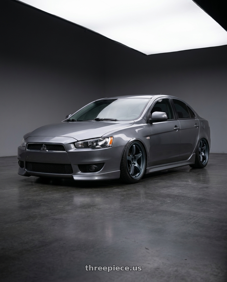 2014 Mitsubishi Lancer Ralliart with Gram Lights 57CR 5x114.3 18x9.5+22 Gunblue II wheels