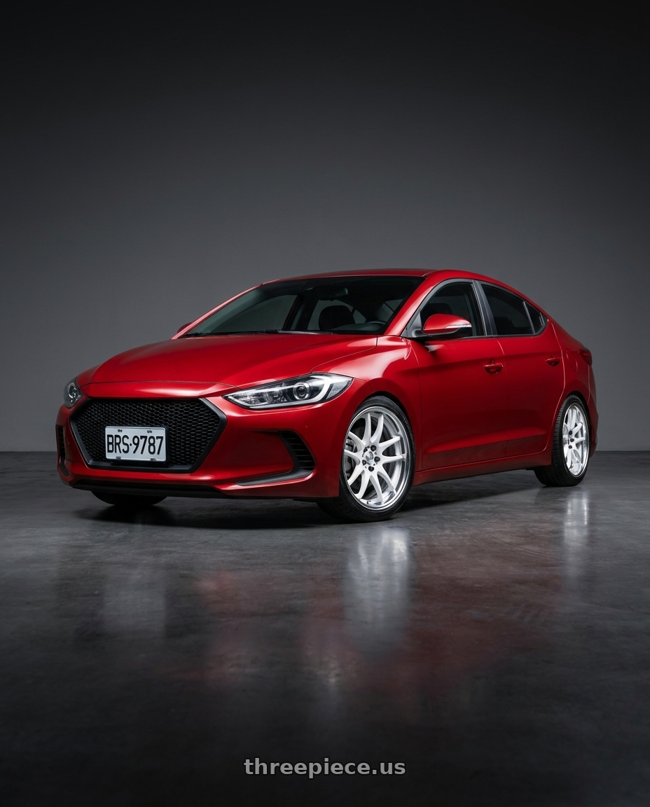 2017 Hyundai Elantra with Work Cr 2P 4x100 17x8.0 +45 Gloss White wheels