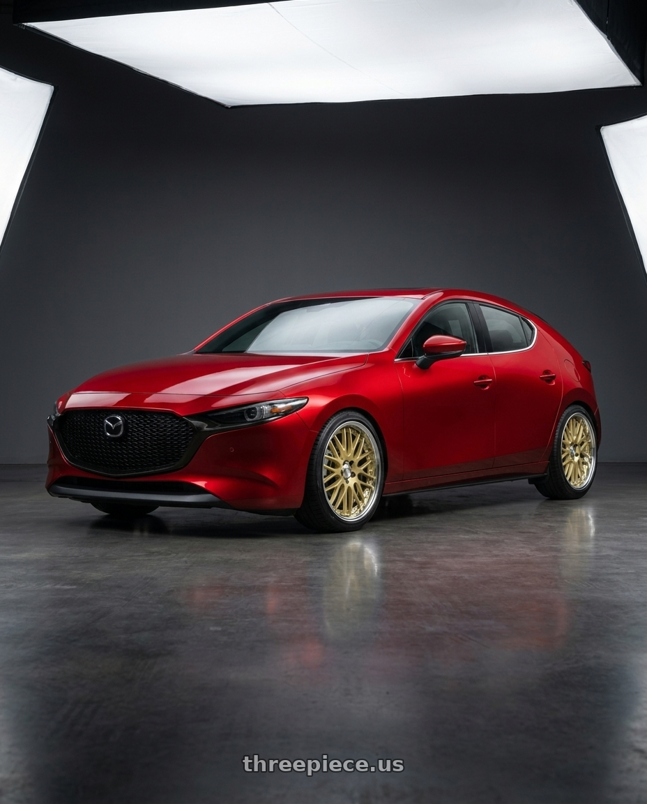 2024 Mazda 3 with Work Lanvec Lm1 5x114.3 18x8.5+45 A Disk Light Metallic Gold wheels
