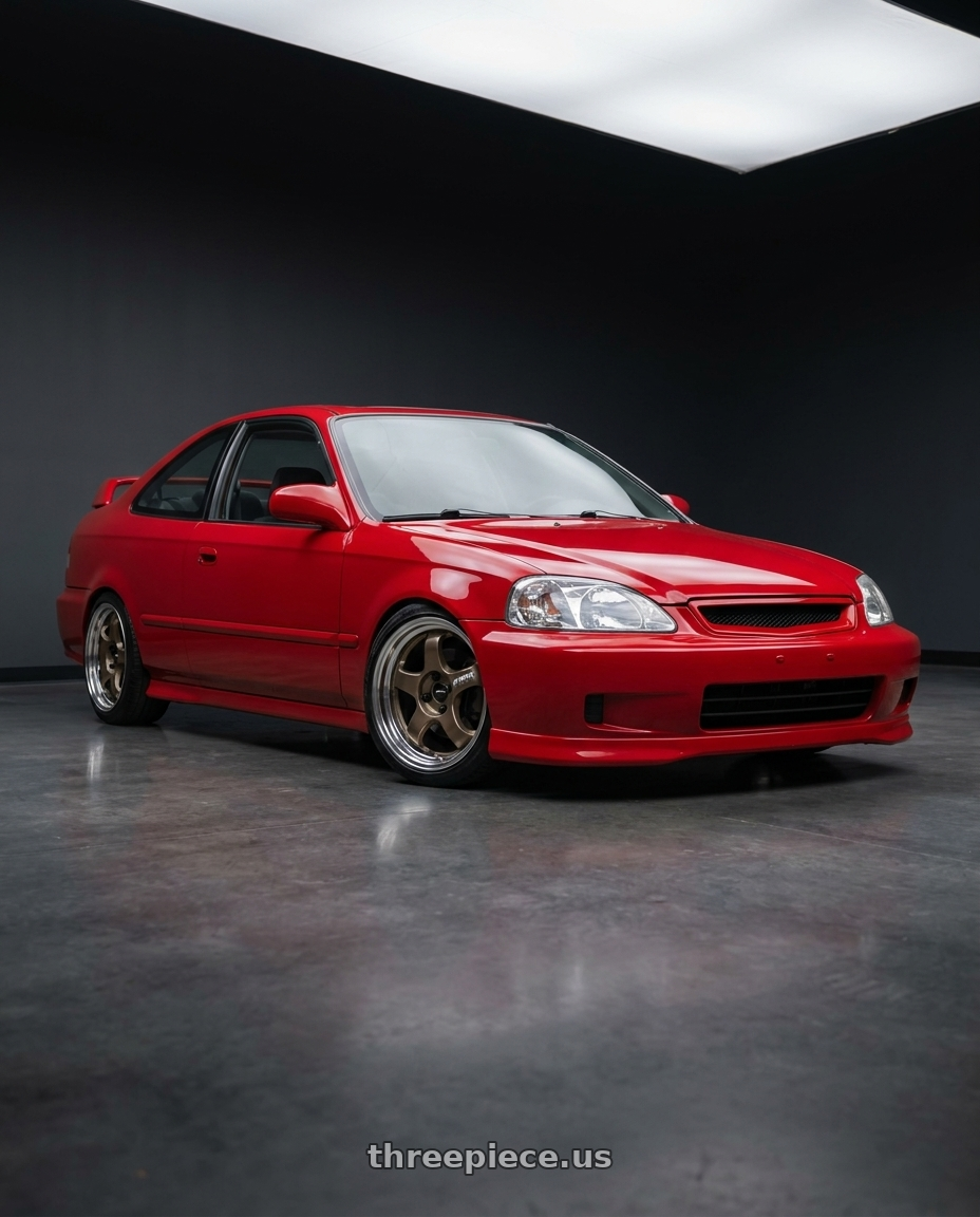 2001 Honda Civic Si Milano with Work Meister S1 2P 4x100 15x7+45 A Disk Titanium Gold wheels