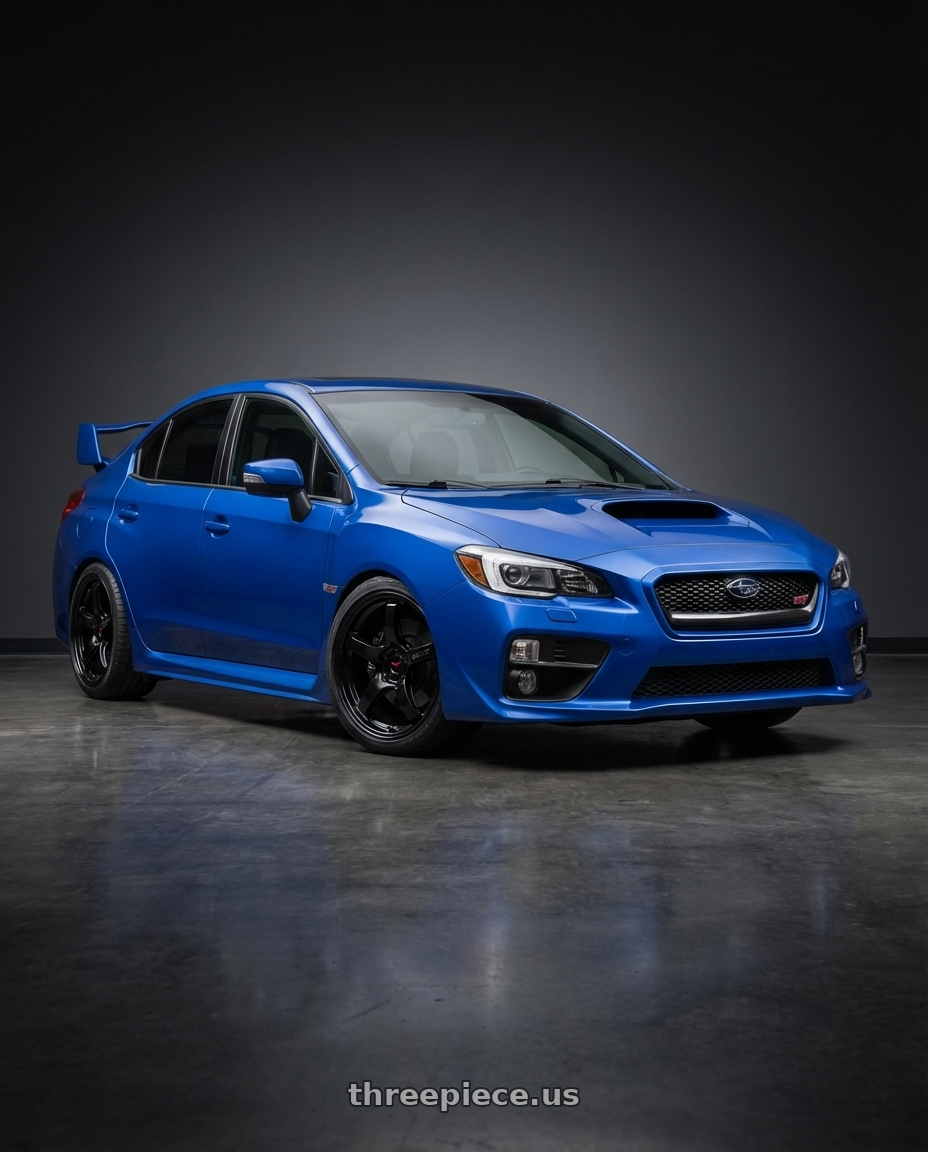 2013 Subaru WRX STI with Gram Lights 57CR 5x114.3 18x10.5+12 Glossy Black wheels