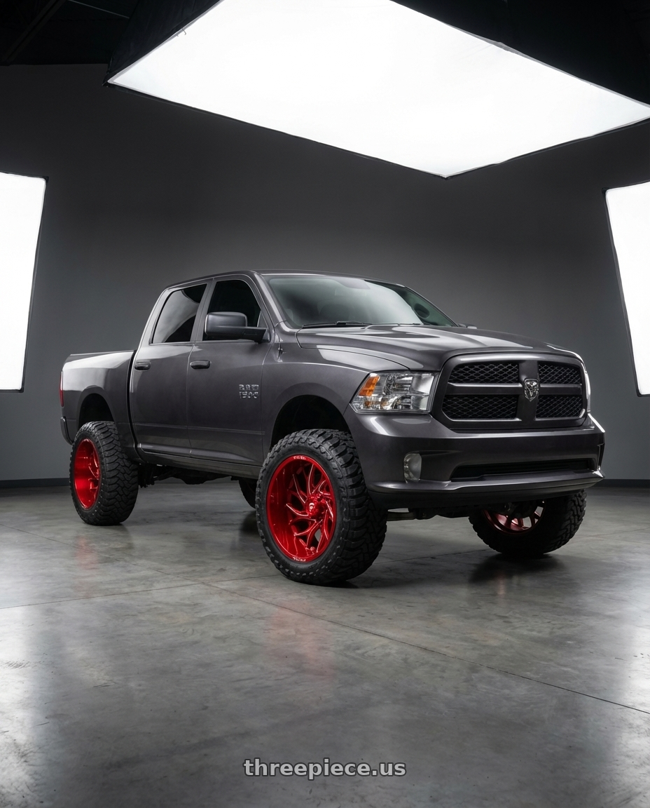 2024 Ram 1500 with Fuel 1PC D742 RUNNER 6X139.7 24X12 -44 CANDY RED MILLED wheels