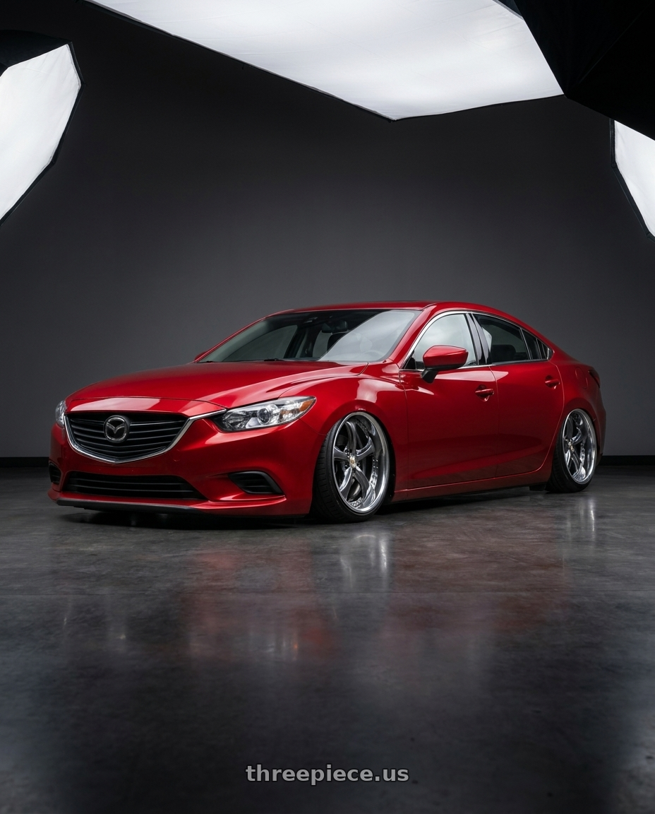 2017 Mazda 6 with Work Wheels VS-KF 5X114.3 19x8+40 Brilliant Silver Black A Disk FULL REVERSE wheels