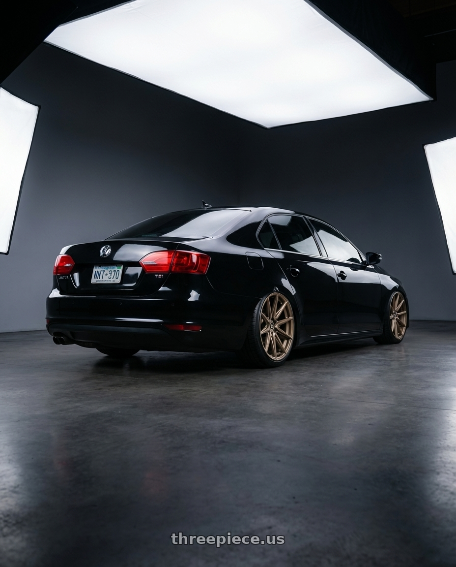 2013 Jetta TSI mk6  with Brada Wheels CX2 5x112 19x10 +35 Satin Bronze wheels rear three quarter view square tires