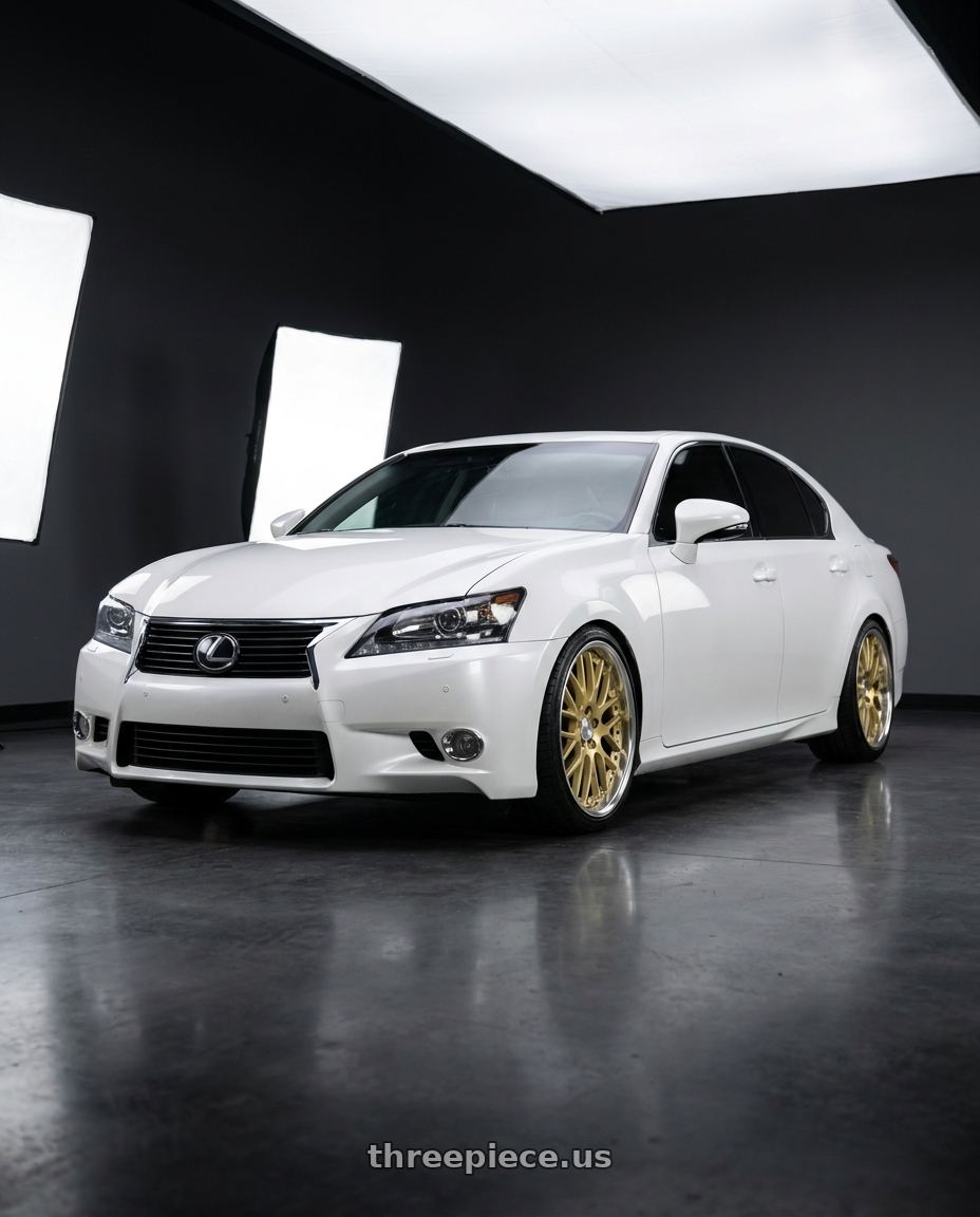 2013 Lexus GS350 with Work Lanvec Lm1 5x114.3 19x9+38 O Disk Light Metallic Gold wheels