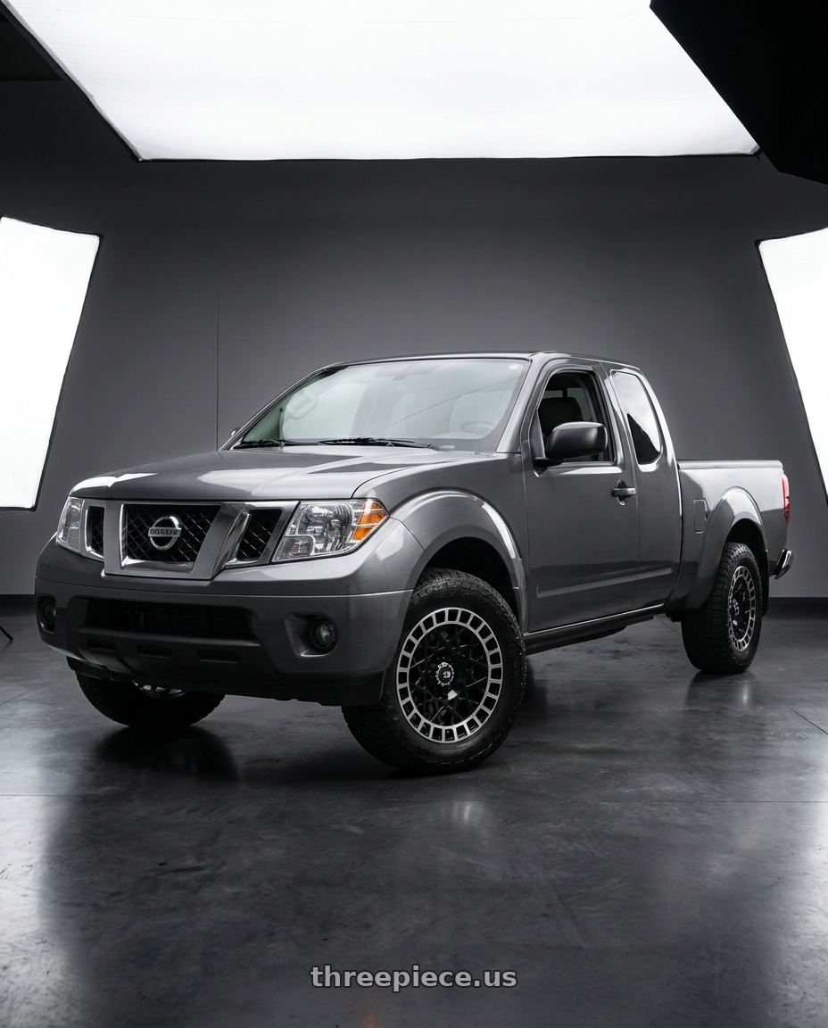 2021 Nissan Frontier SV with Vision Street-Designs 349 Savage 6x114.3 17x8.5+12 Gloss Black Machined Lip wheels