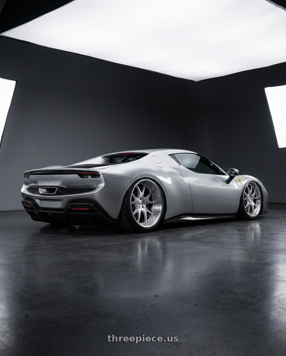 2026 Ferrari 296 Special with Heritage Wheel KOTA wheels rear three quarter view extreme stretch tires