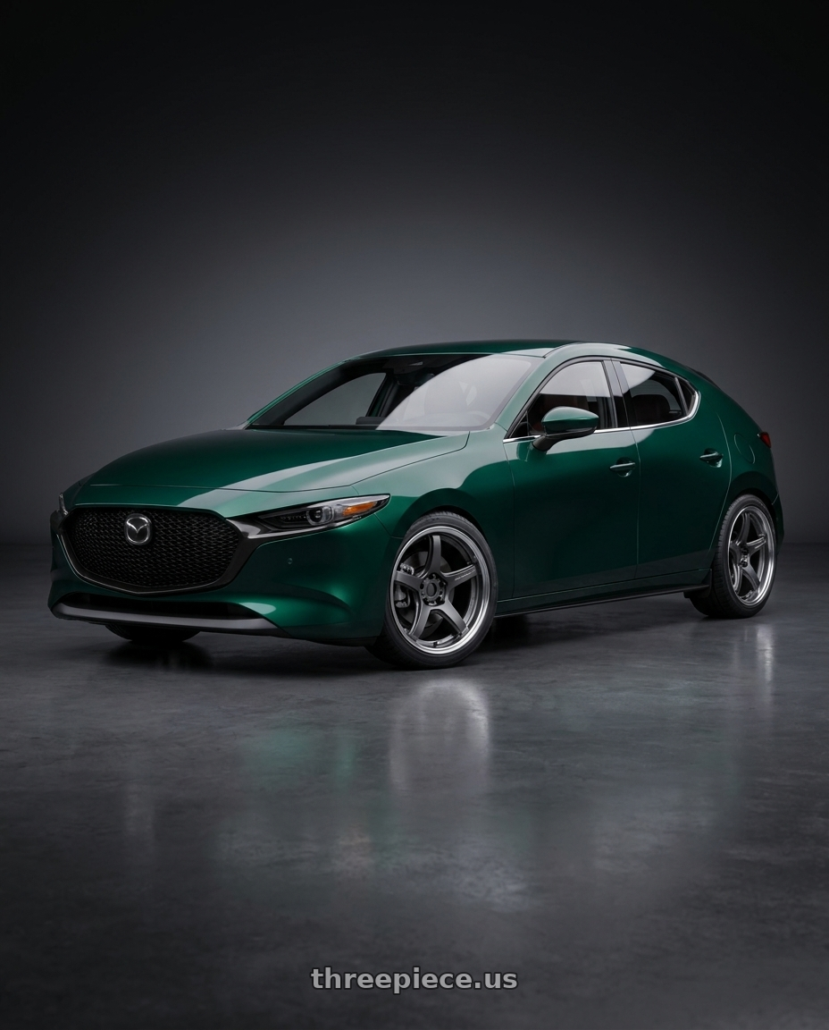 2026 Mazda 3 with Work T5R 2P 5x114.3 18x8.5 +38 Matte Gunmetal wheels