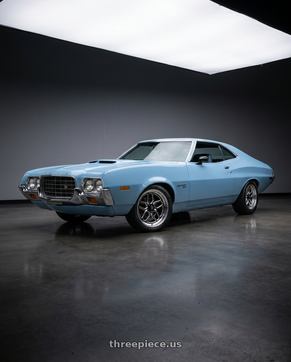 1972 Ford Gran Torino Sport with WELD Street Performance Laguna 5x114.3 18x8 +25 Gloss Black/Milled Diamond Cut Lip wheels
