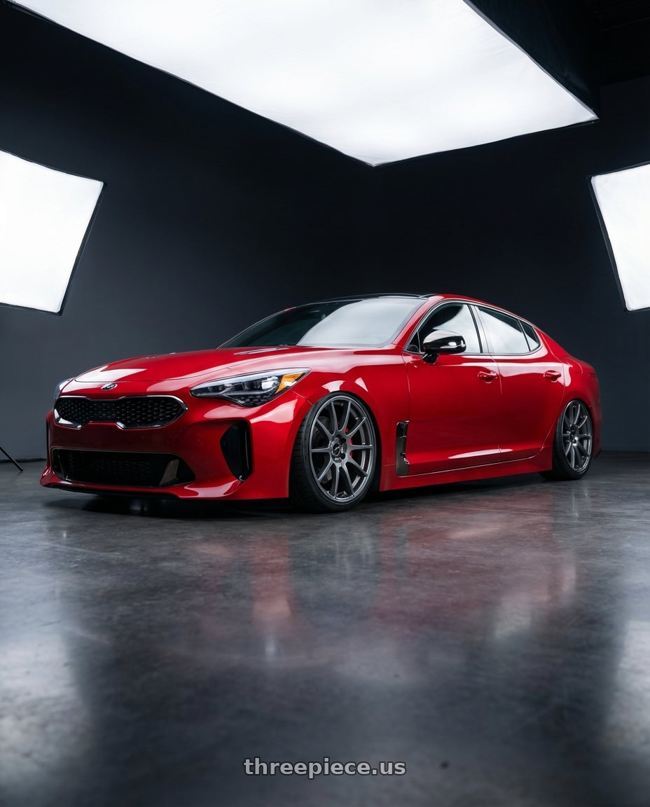 2022 Kia Stinger GT with Ssr Gtv04 5x114.3 19×8.5x8.5+38  METALLIC GRAY wheels