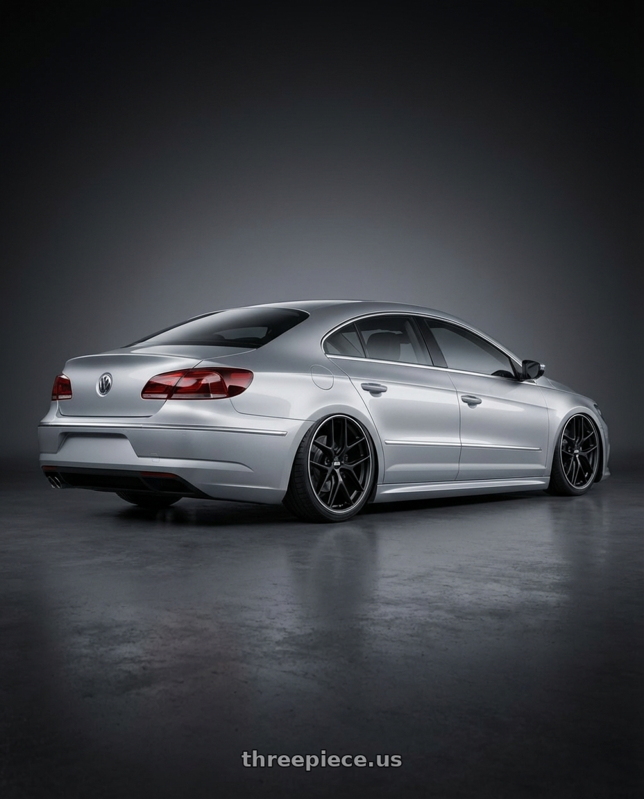 2015 Volkswagen CC with BBS CC-R 5x112 19x8.5+44 Satin Black wheels rear three quarter view slight stretch tires