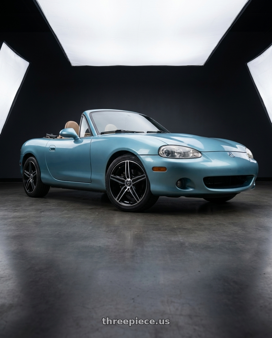 2002 Mazda Miata with WHITE DIAMOND W3143 4x100 14x6 +35 Black Machined wheels