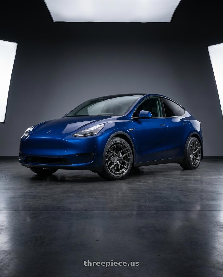 2023 Tesla Model Y with VOSSEN HFX-1 6X135 20x9.5 +15 MATTE GUNMETAL wheels