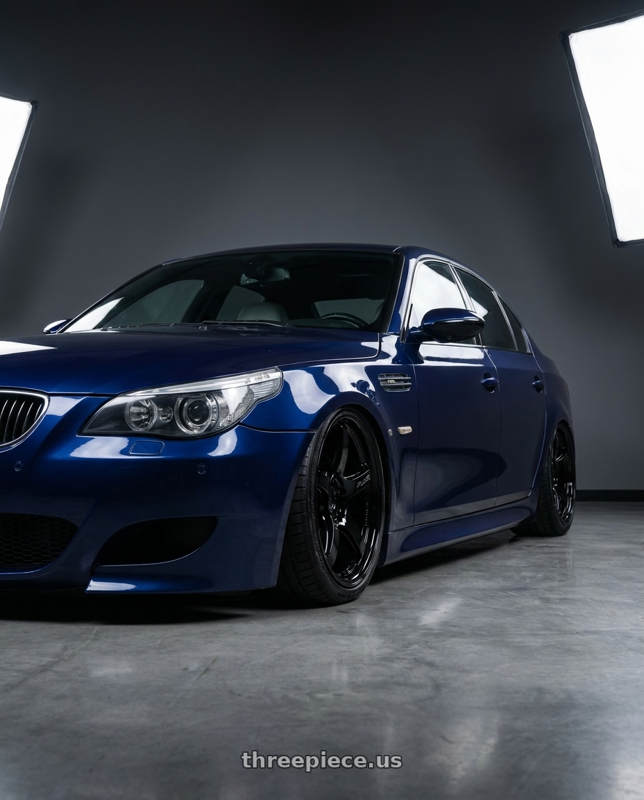 2010 BMW M5 E60 with Gram Lights 57CR 5x120 19x10.5+22 Glossy Black wheels