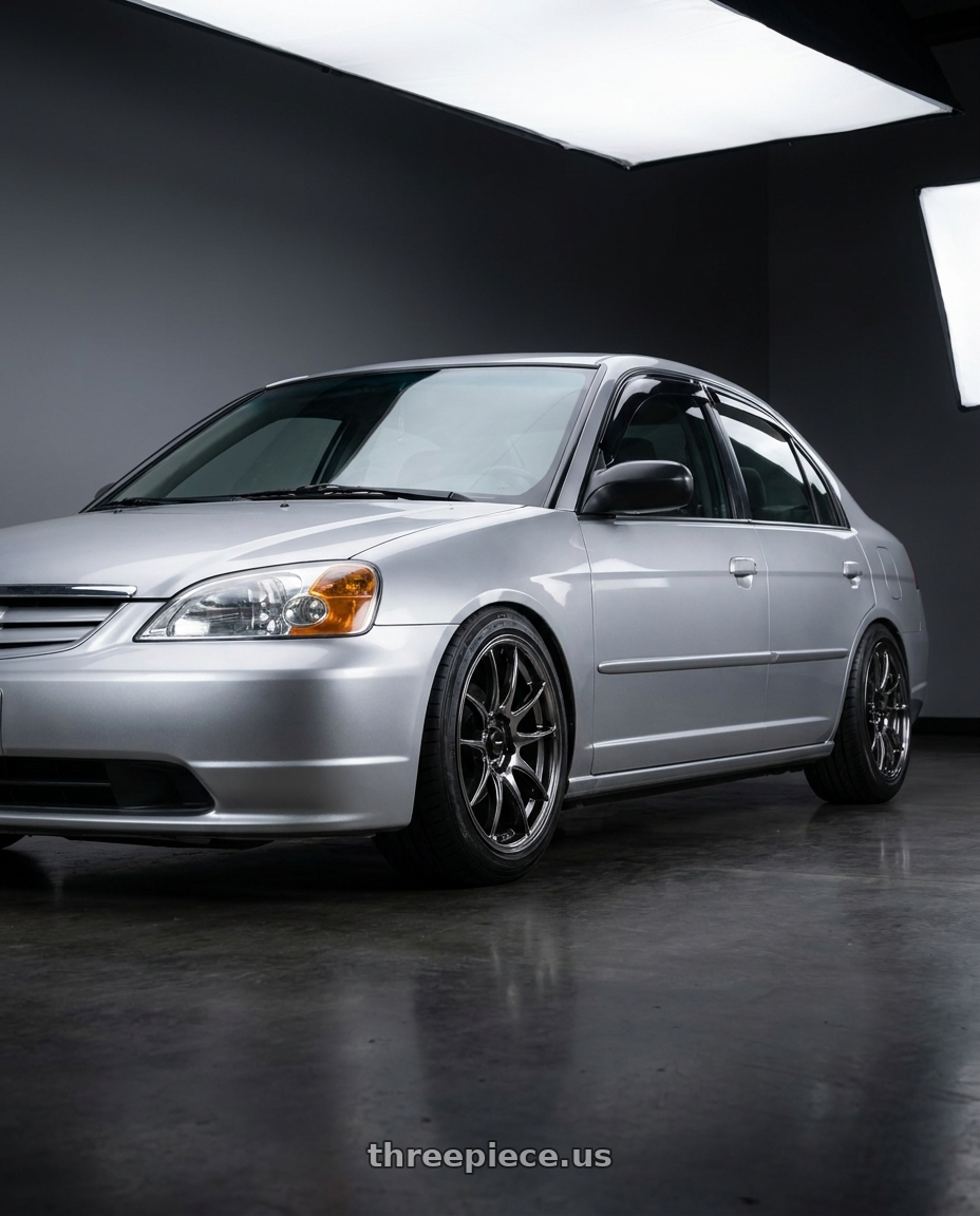 2002 Honda civic with Vors TR4 5x100 17x8  +35 Hyper Black wheels