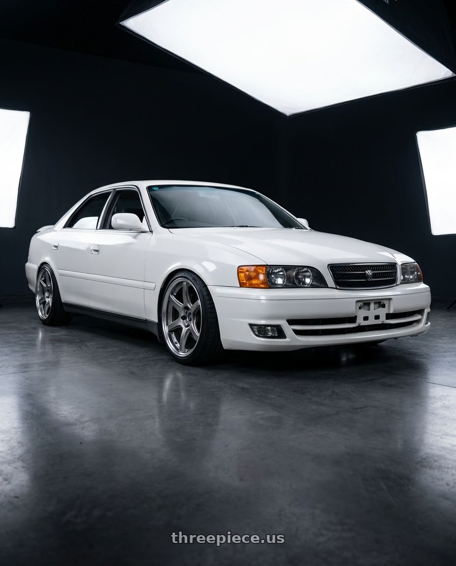 1998 Toyota Chaser  with Work T7r 2P 5x114.3 18x9.5 +22 GT SILVER wheels