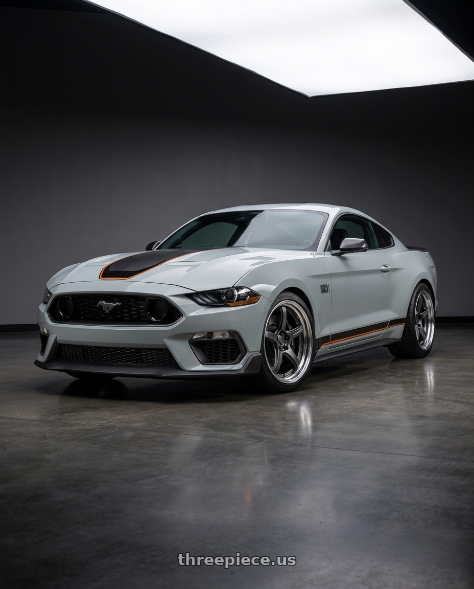 2021 Ford Mustang Mach 1 with Work T5R 2P 5x114.3 19x11.0 +45 Matte Gunmetal wheels