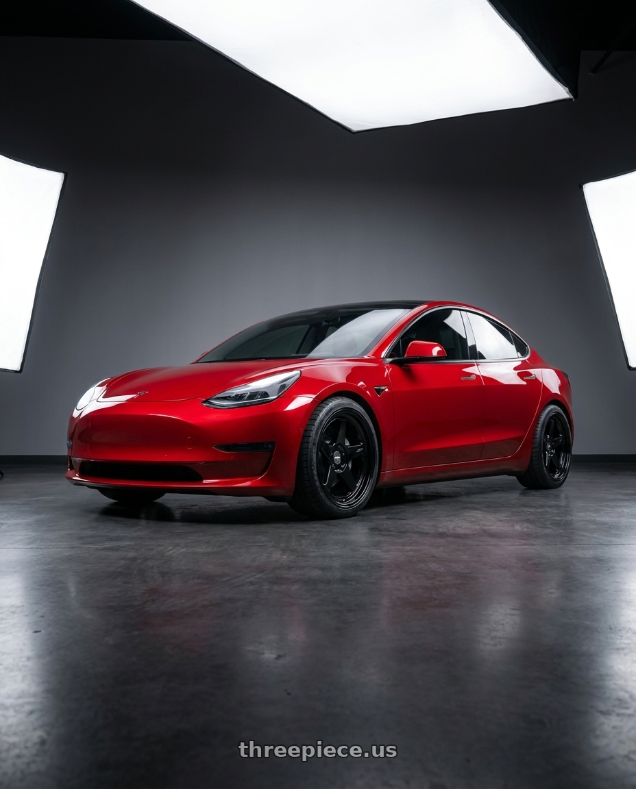 2022 Tesla Model 3 Performance with ESR Wheels CR SERIES CR5 5x100 18x8.5 +30 Gloss Black wheels