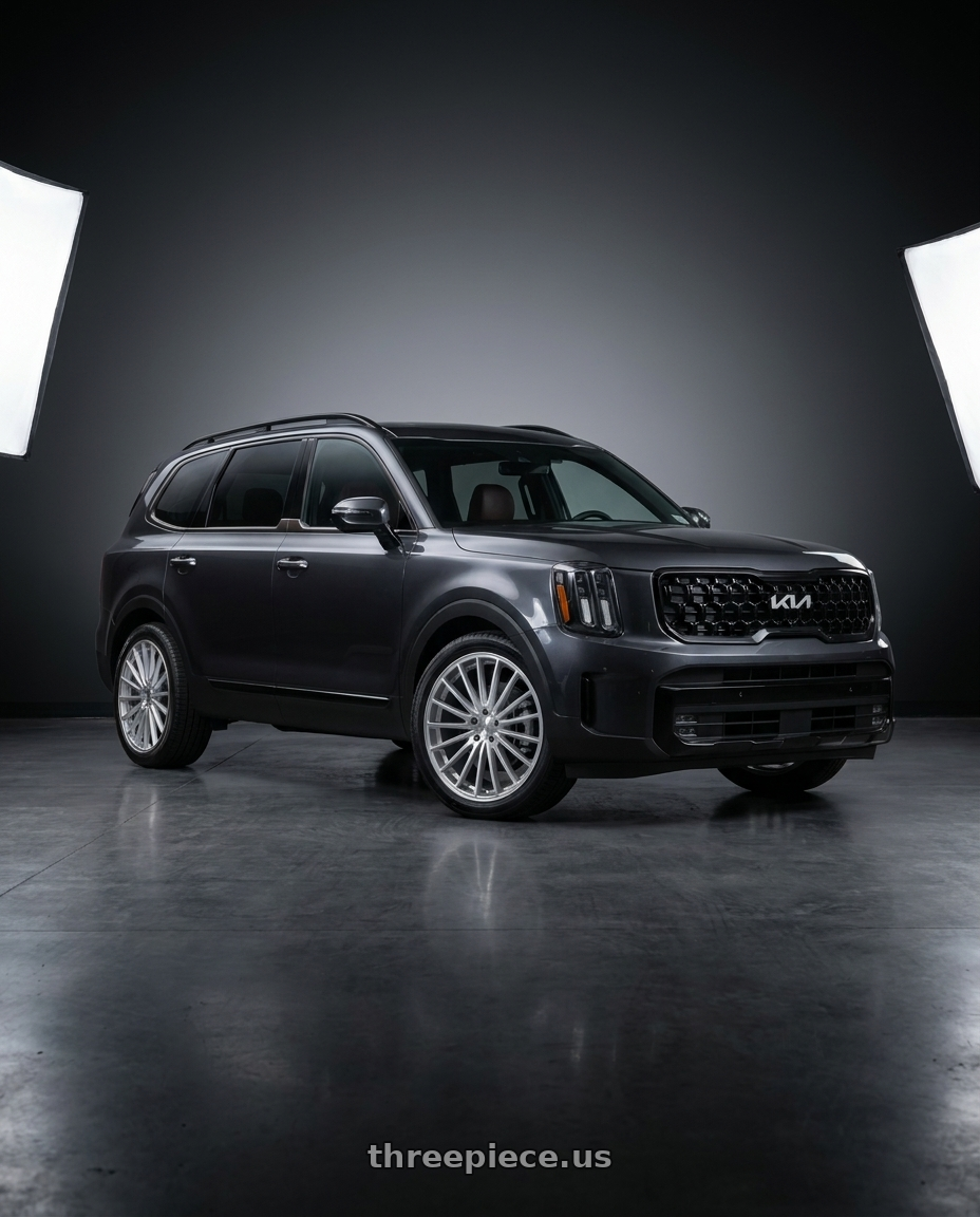 2025 kia Telluride sx-prestige with DOLCE PERFORMANCE GHOST 5x120 20x8.5 +28 Gloss Silver Machined Face wheels