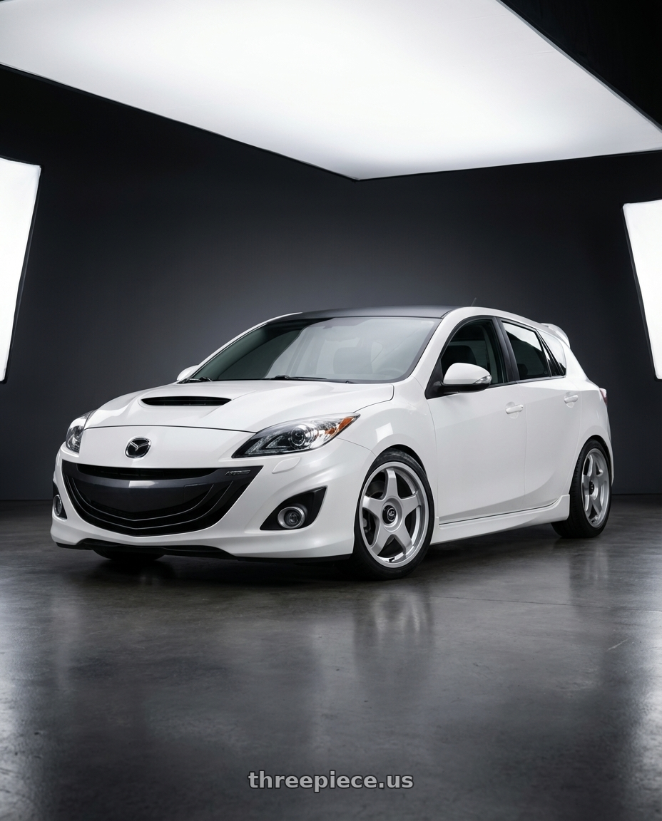 2012 Mazda Mazdaspeed3 with fifteen52 CHICANE 5x114.3 / 5x100 18x8.5 +35 SPEED SILVER (GLOSS SILVER) wheels