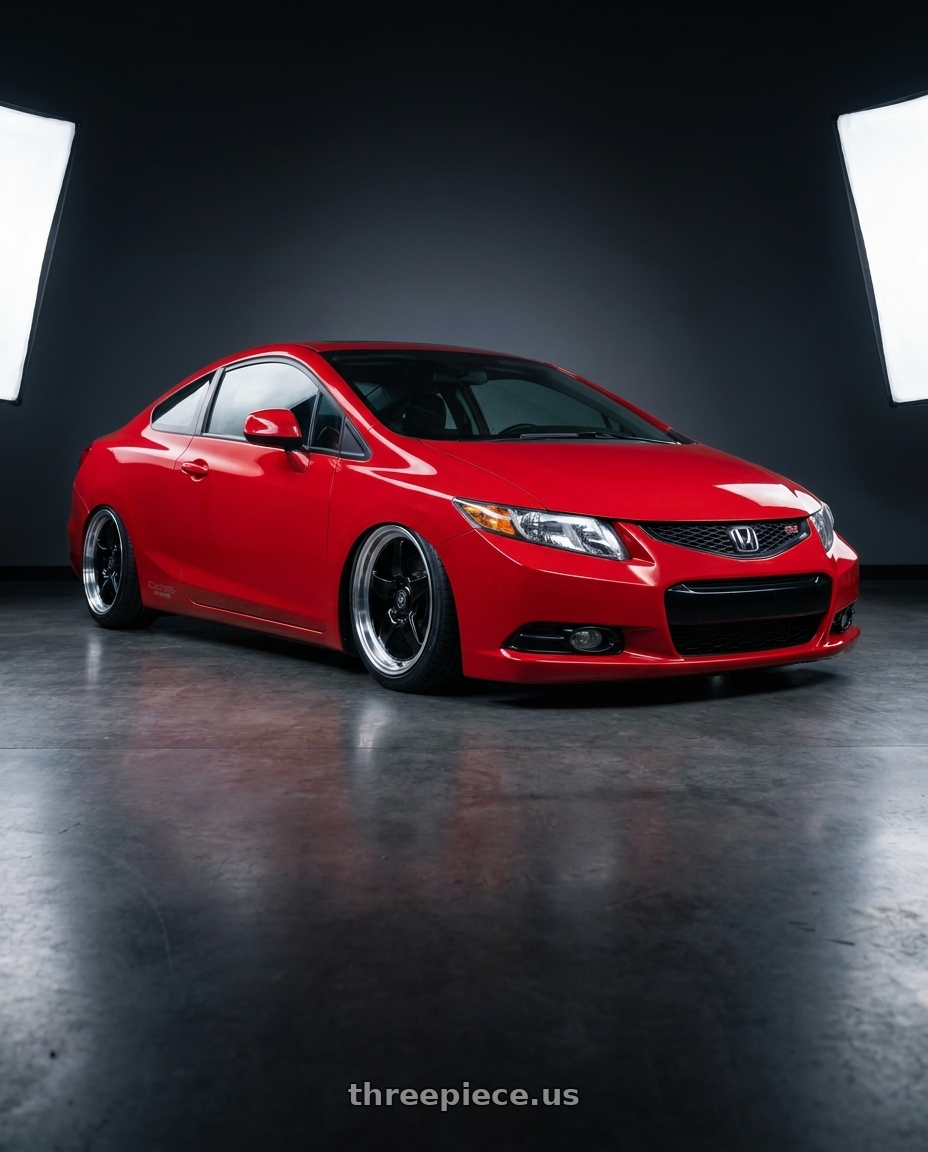 2011 Honda Civic Si with Forgestar D5 Drag 5x114.3 18x10 +22 Gloss Black Machined wheels