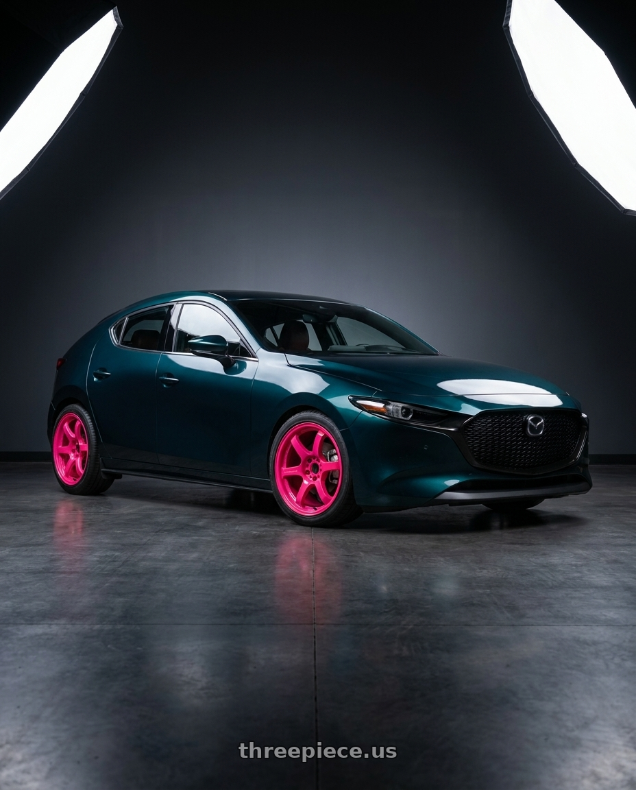 2026 Mazda 3 with Gram Lights 57DR 5x100 18x9.5+38 Luminous Pink wheels