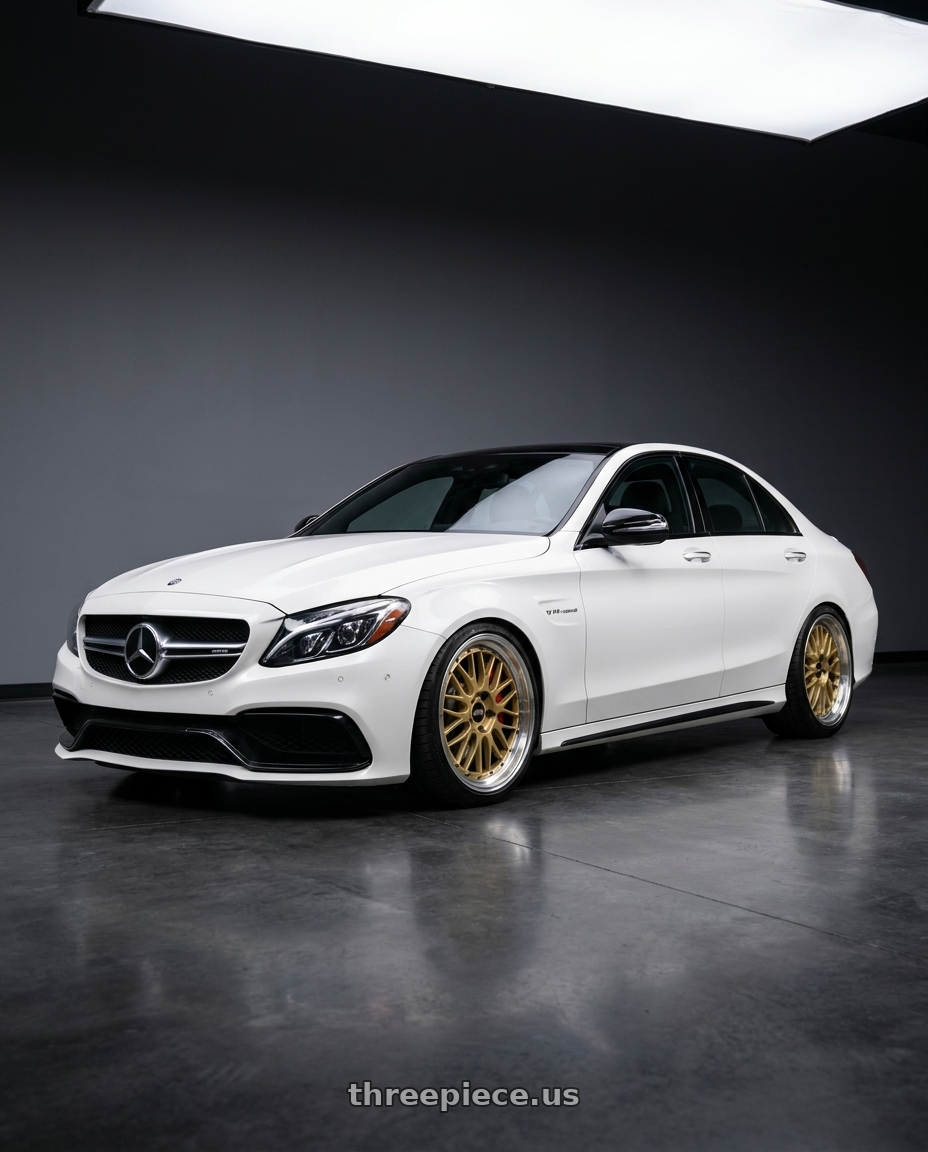 2018 Mercedes Benz C63 S with BBS LM 5x112 19x8.5+48 Gold wheels