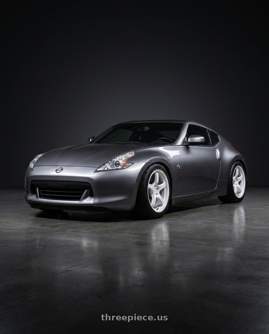 2009 Nissan 370 Z with Gram Lights 57CR 5x114.3 18x10.5 +12 CERAMIC WHITE PEARL wheels
