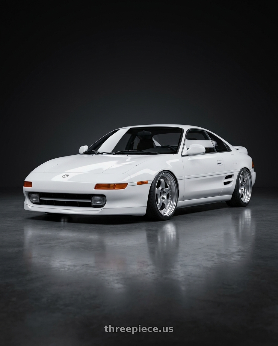 1992 toyota mr2 base white with Work Meister S1 3P 5x114.3 17x8+41 O Disk Silver wheels