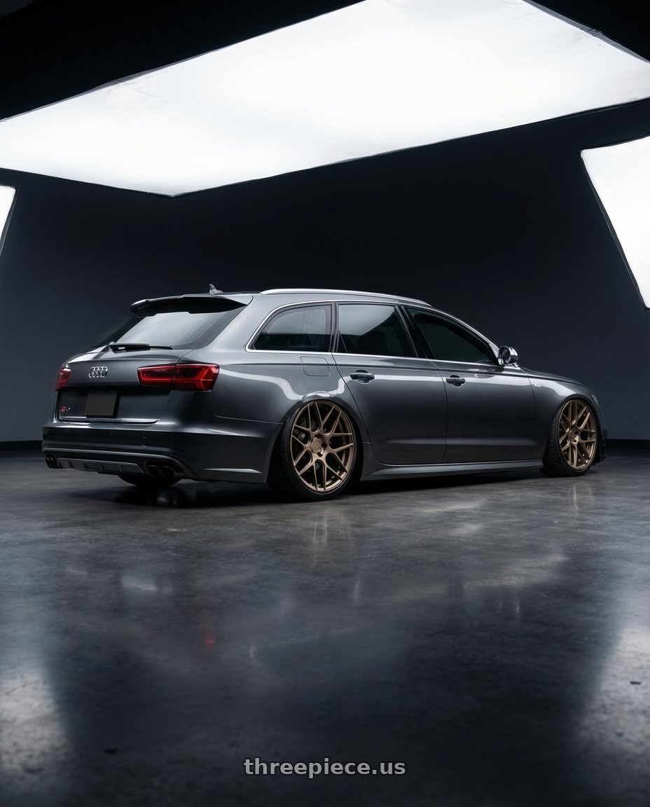 2016 Audi S6 C7 with Aodhan AFF2 5x112 20x9+30 Matte Bronze wheels rear three quarter view slight stretch tires