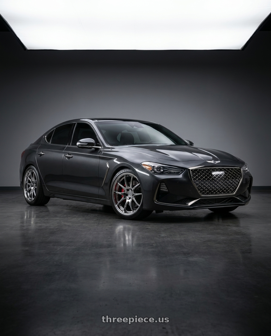 2019 Genesis G70 with Aodhan DS02 5x114.3 19x8.5 +35 Vacuum Chrome wheels