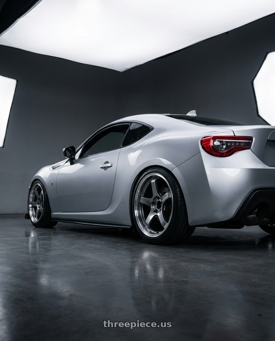 2021 Toyota Gt86 with Advan Racing GT PV 5x114.3 19x9.5 +50 MACHINING & HYPER PLATINUM BLACK wheels rear three quarter view square tires