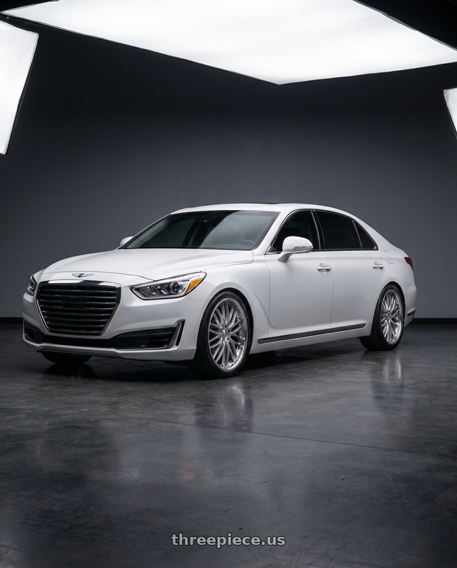 2018 genesis g90 ultimate with Mandrus MASCHE 5X112 20X9 +25 GLOSS GUNMETAL W/ MIRROR CUT FACE wheels