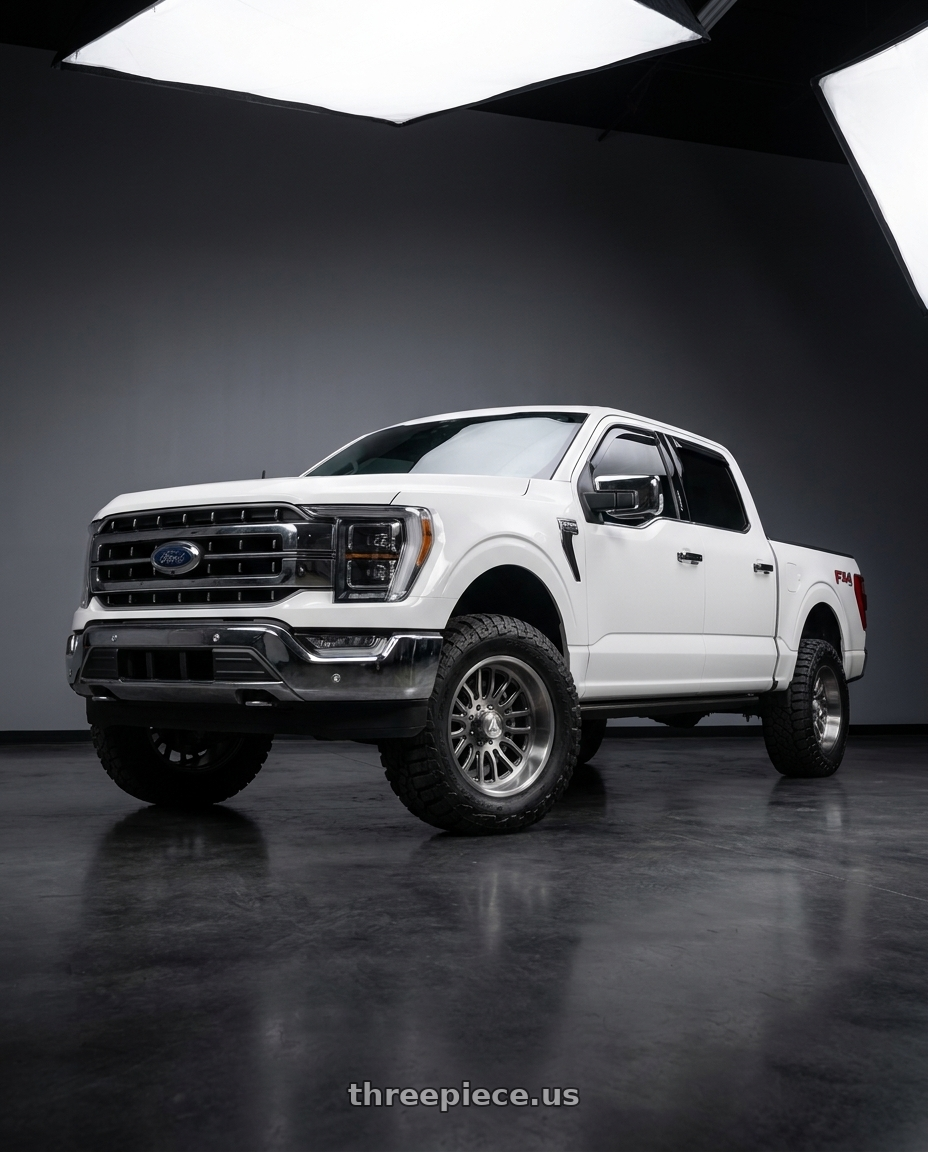 2021 Ford F150 Lariat White with Asanti Off Road AB815 WORKHORSE 6X139.7 20X10 -20 TITANIUM-BRUSHED wheels