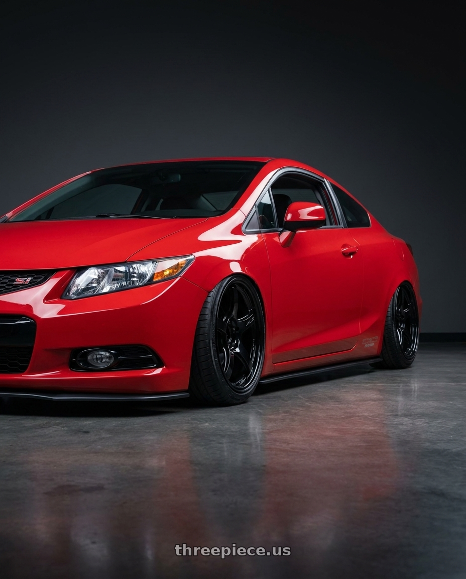 2011 Honda Civic Si with Gram Lights 57CR 5x114.3 17x9+22 Glossy Black wheels