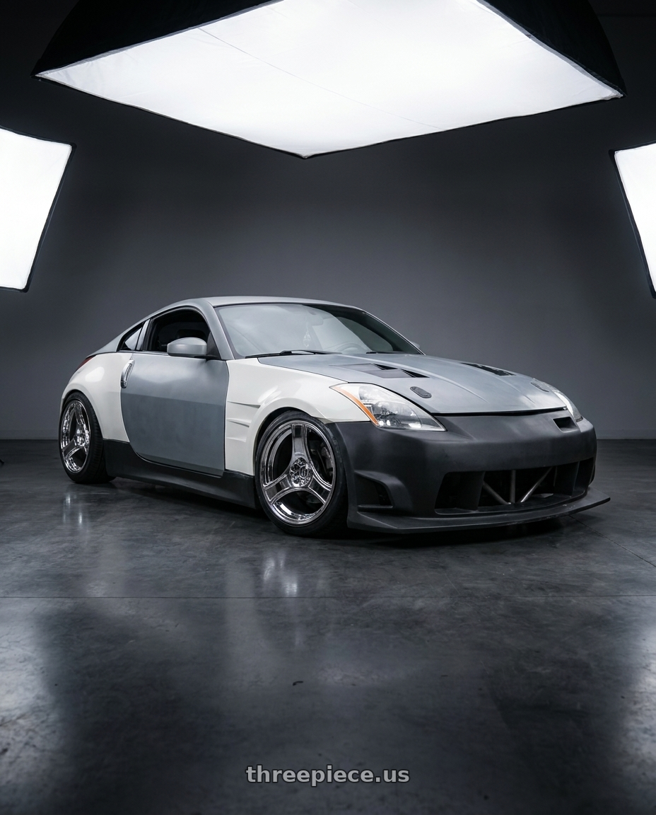 2003 Nissan 350Z with HERITAGE WHEEL BUSHIDO MONOC 5x114.3 18x9.5 +12 CHROME wheels