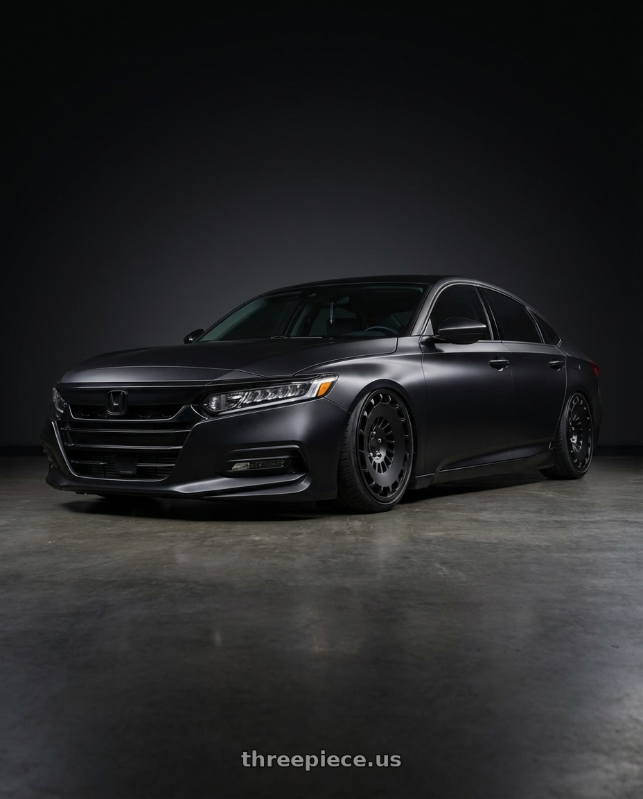 2019 Honda Accord 1.5T Satin Black with Rotiform 1PC R137 CCV BLANK 19X8.5 +45 MATTE BLACK wheels