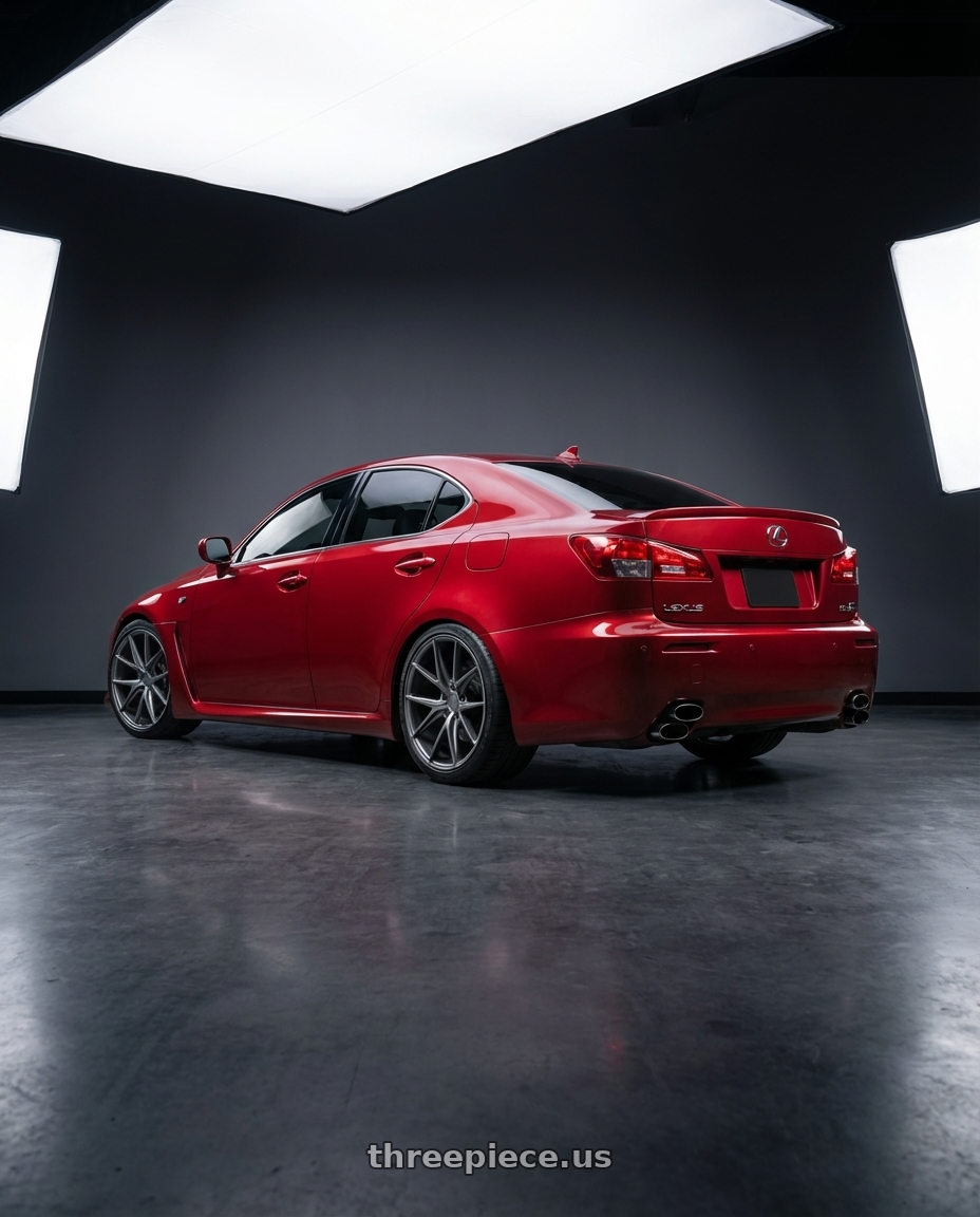 2012 Lexus IS-F with Niche 1PC M116 MISANO 5X114.3 19X9.5 +35 MATTE GUN METAL wheels rear three quarter view square tires