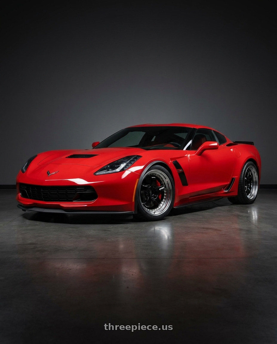 2019 Chevrolet Corvette with Work Meister S1 3P 5x100 18x10-16 A Disk Black wheels