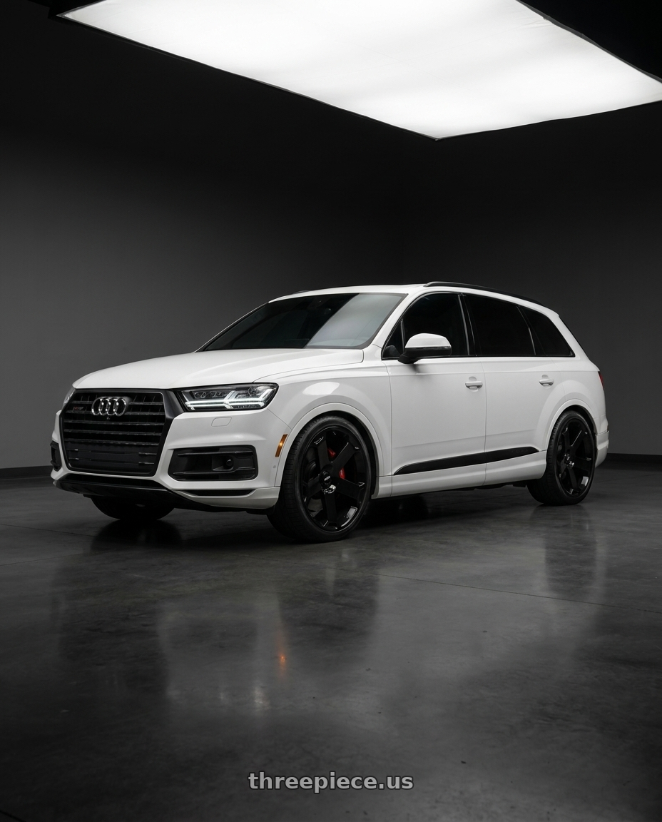 2019 Audi Q7 Prestige (22 in OE Option) with Rotiform 1PC AVS 5X112 22X10.5 +10 GLOSS BLACK wheels