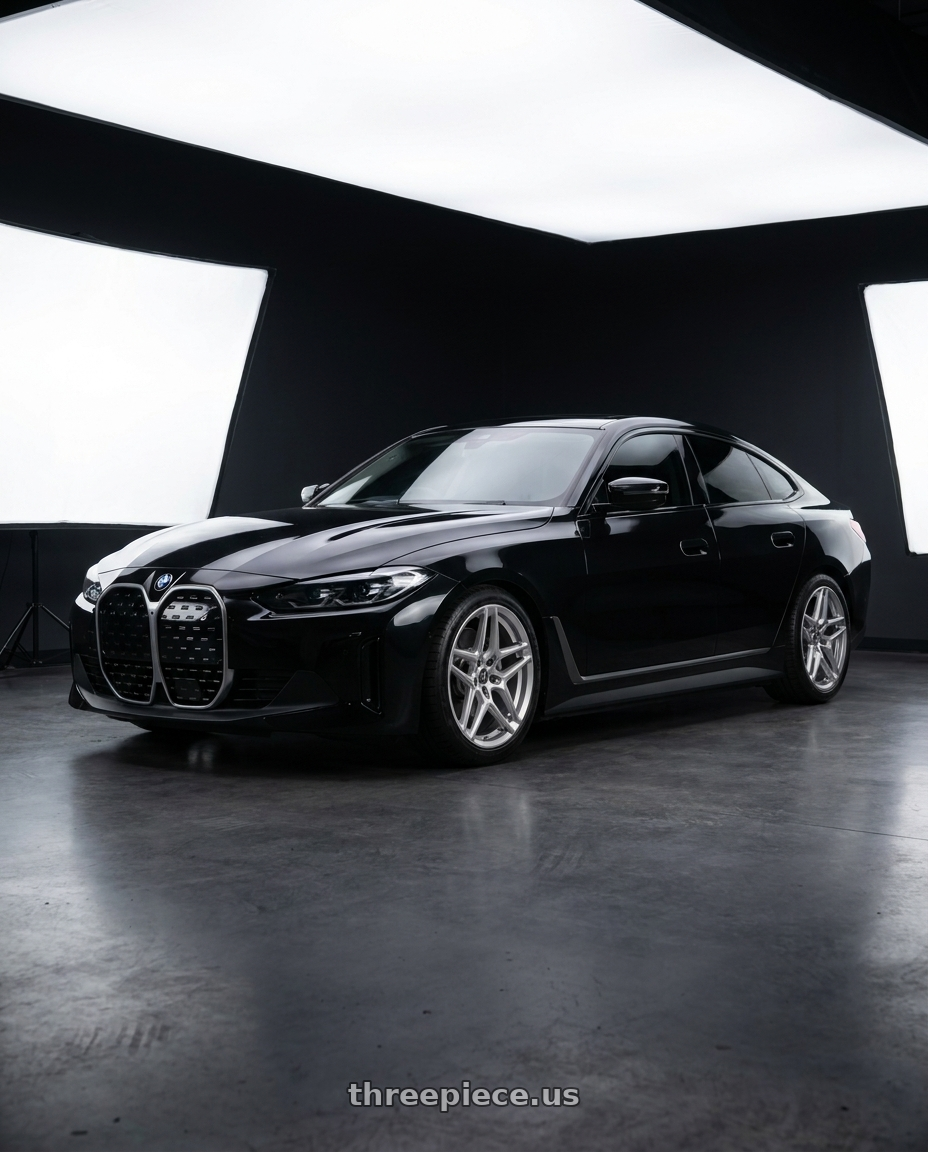 2023 bmw i4 edrive35 black with HERITAGE WHEEL EBISU MONOC 5x112 20x9 +25 SILVER wheels