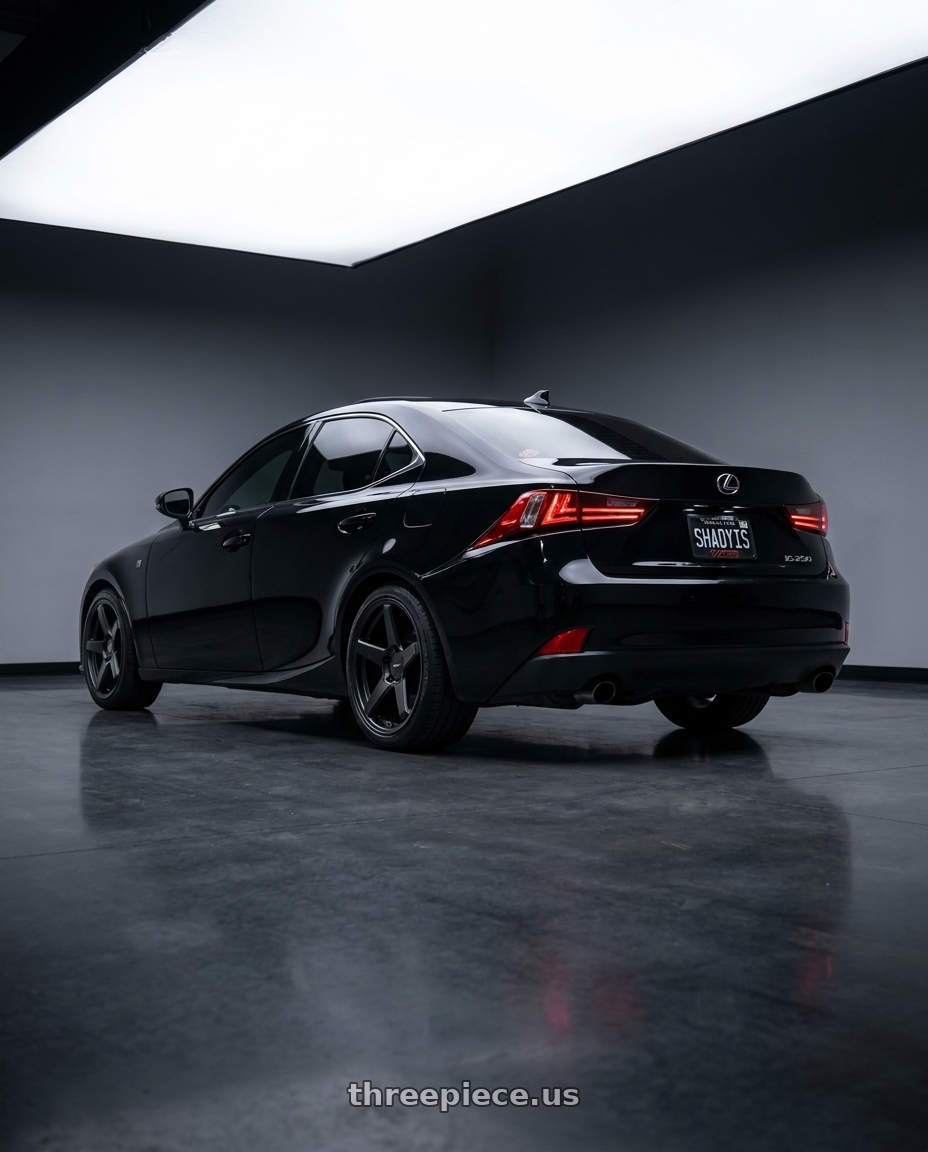 2015 Lexus Is250 with Petrol P1B 5X114.3 17X8 +40 MATTE BLACK wheels rear three quarter view square tires