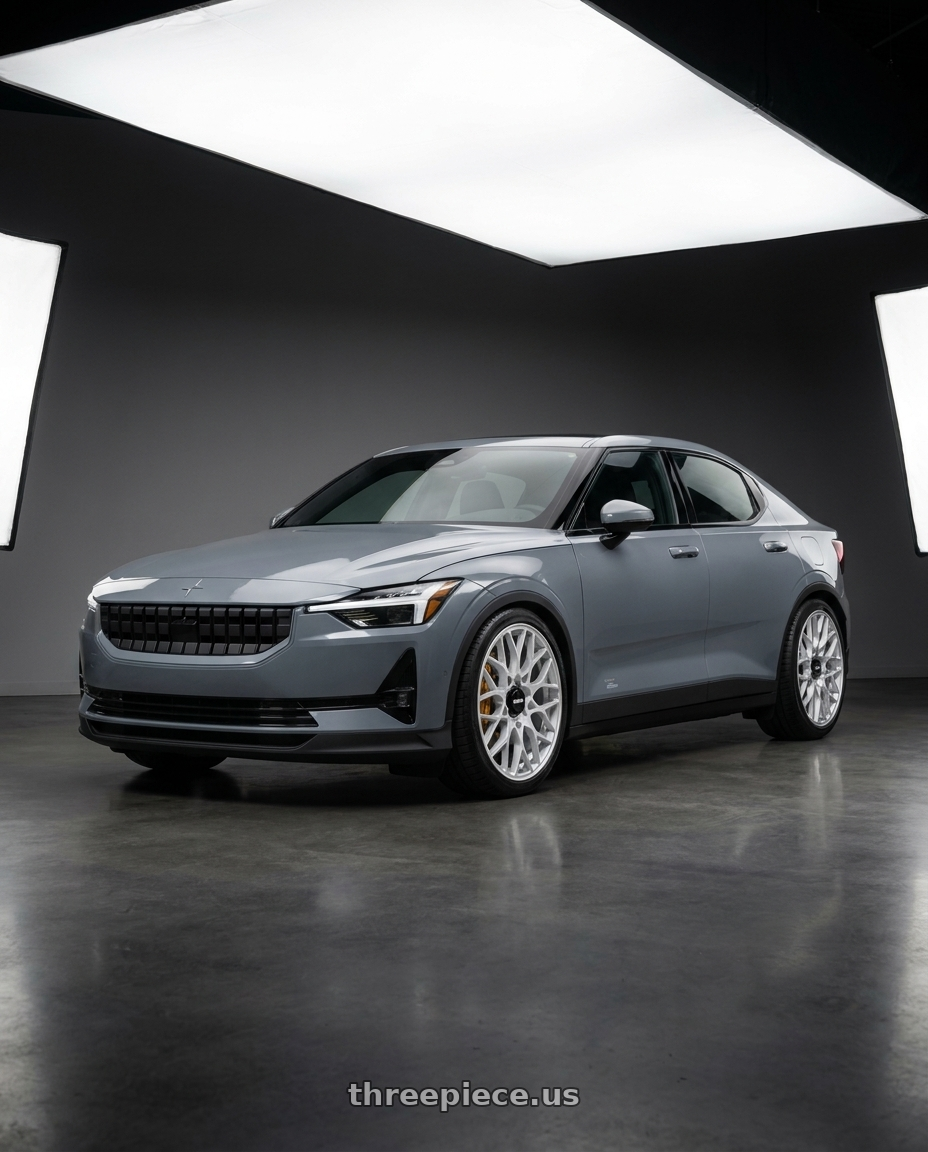 2023 polestar 2 with Rotiform 1PC R189 5X108 19X8.5 +45 GLOSS SILVER wheels