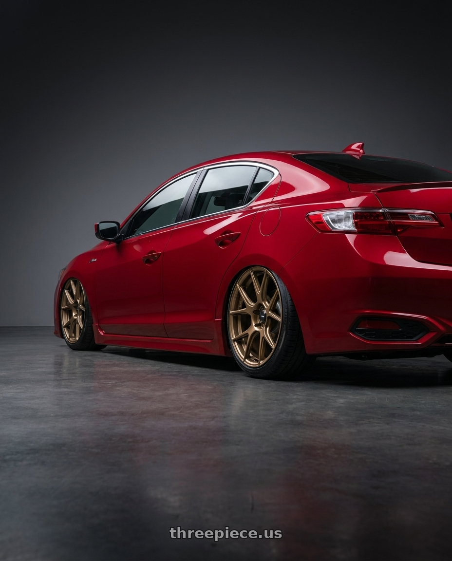 2012 Acura ILX with Konig Ampliform 5x114.3 17x9+40 Gloss Bronze wheels rear three quarter view slight stretch tires