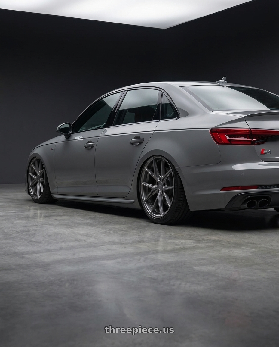 2023 Audi S4 B9 with Niche 1PC M116 MISANO 5X112 20X9 +26 MATTE GUN METAL wheels rear three quarter view slight stretch tires
