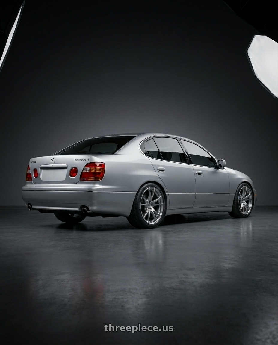2001 lexus gs300  with WedsSport SA-20R 5x114.3 18x9.5+38 VI Silver wheels rear three quarter view square tires