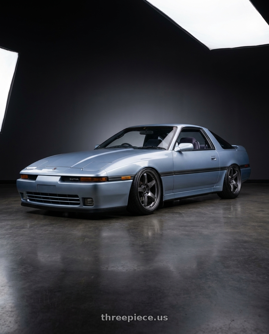 1987 Toyota Supra with Gram Lights 57CR 5x114.3 18x9.5+38 Glossy Grey wheels