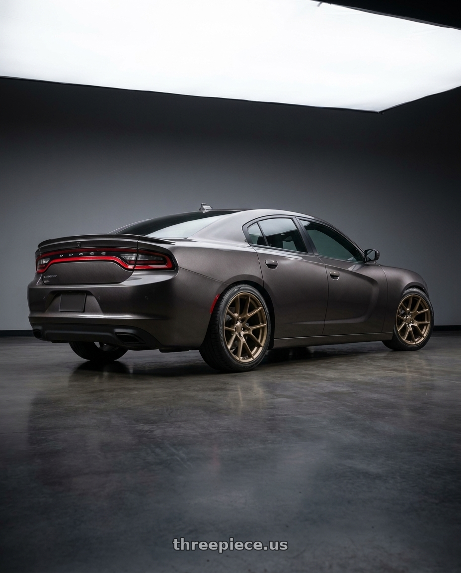2021 Dodge Charger SXT with OE Wheels DG21 5x115 20x11-2.5 Bronze wheels rear three quarter view square tires