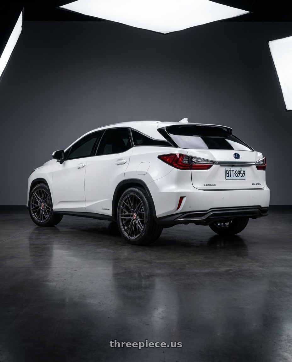 2016 Lexus RX450h with Avant Garde Wheels F53R BLANK 20x11 +BLANK Dark Graphite Metallic wheels rear three quarter view slight stretch tires